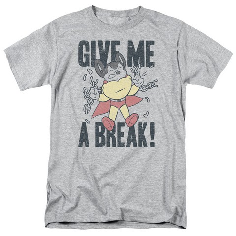 Mighty Mouse-Give Me A Break - Short Sleeve Adult 18-1 Tee - Athletic Heather- 2X