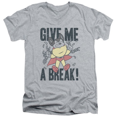 Mighty Mouse-Give Me A Break - Short Sleeve Adult 30-1 Tee - Athletic Heather- 2X