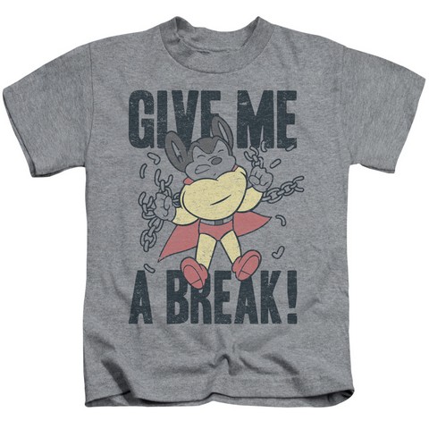 Mighty Mouse-Give Me A Break - Short Sleeve Juvenile 18-1 Tee - Athletic Heather- Small 4