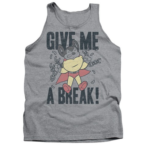 Mighty Mouse-Give Me A Break - Adult Tank Top - Athletic Heather- Extra Large
