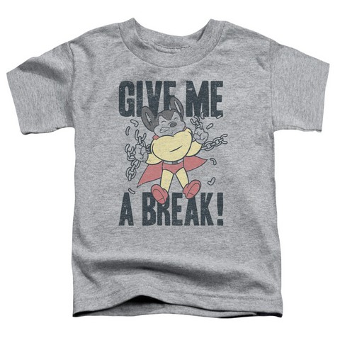 Mighty Mouse-Give Me A Break - Short Sleeve Toddler Tee - Athletic Heather- Large 4T
