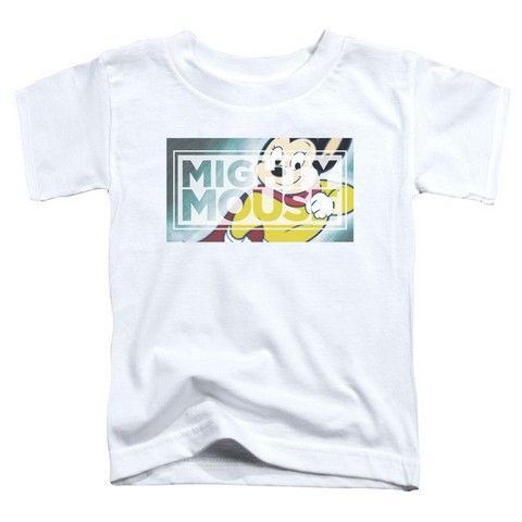 Mighty Mouse-Mighty Rectangle - Short Sleeve Toddler Tee - White- Small 2T