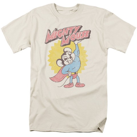 Mighty Mouse-Heavy Logo - Short Sleeve Adult 18-1 Tee - Cream- 2X