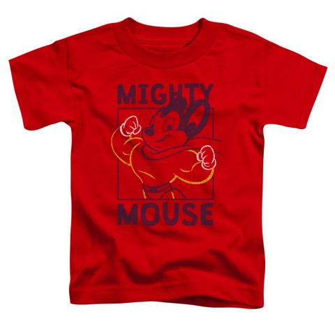 Mighy Mouse-Break The Box - Short Sleeve Toddler Tee - Red- Large 4T