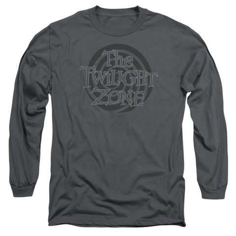 Twilight Zone-Spiral Logo - Long Sleeve Adult 18-1 Tee - Charcoal- Medium