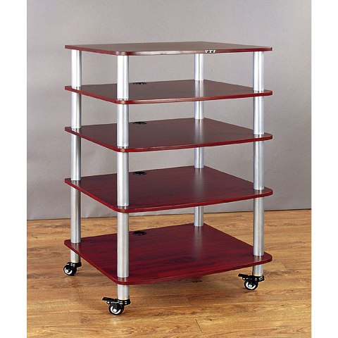 Picture of VTI Manufacturing AR405SC 4 Silver Poles 5 Cherry Shelves With Caster AV Stand