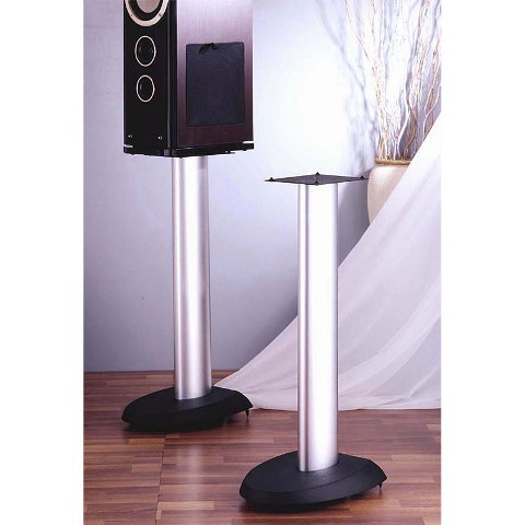 Picture of VTI Manufacturing VSP24SB Black Base Silver Aluminum Pole 24 in. Height Speaker Stand