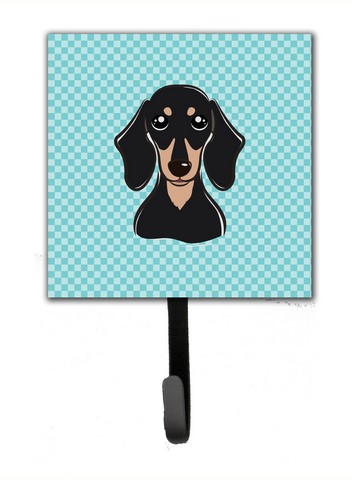 Checkerboard Blue Smooth Black And Tan Dachshund Leash & Key Holder