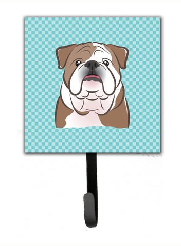 Checkerboard Blue English Bulldog Leash & Key Holder
