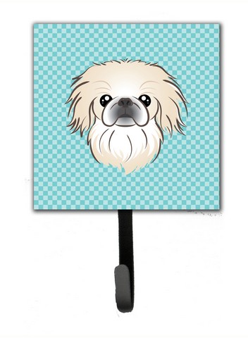 Checkerboard Blue Pekingese Leash & Key Holder