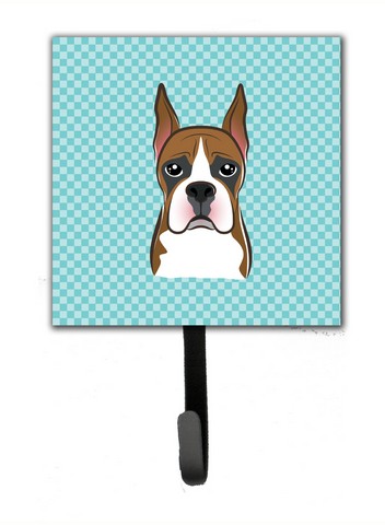 Checkerboard Blue Boxer Leash & Key Holder