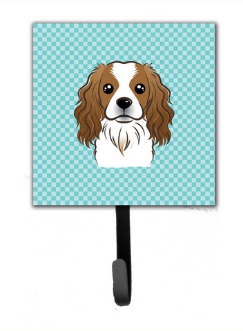 Checkerboard Blue Cavalier Spaniel Leash & Key Holder