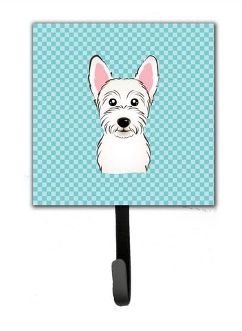 Checkerboard Blue Westie Leash & Key Holder