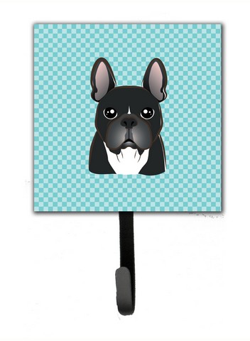 Checkerboard Blue French Bulldog Leash & Key Holder