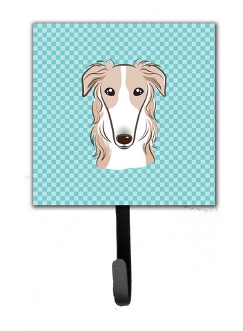 Checkerboard Blue Borzoi Leash & Key Holder