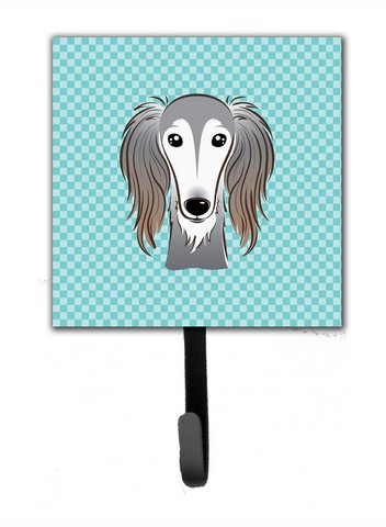 Checkerboard Blue Saluki Leash & Key Holder