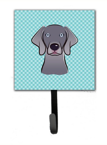 Checkerboard Blue Weimaraner Leash & Key Holder