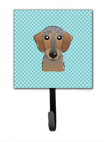 Checkerboard Blue Wirehaired Dachshund Leash & Key Holder