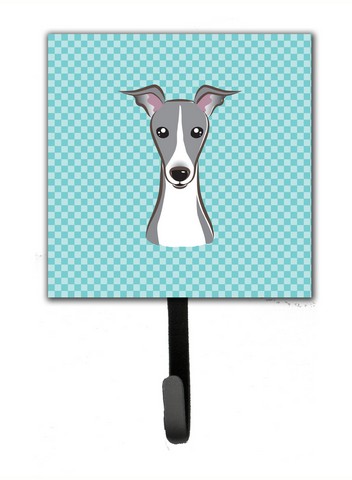 Checkerboard Blue Italian Greyhound Leash & Key Holder