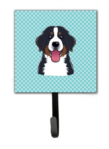 Checkerboard Blue Bernese Mountain Dog Leash & Key Holder