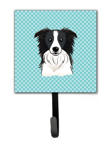 Checkerboard Blue Border Collie Leash & Key Holder