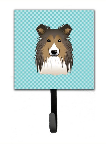 Checkerboard Blue Sheltie Leash & Key Holder