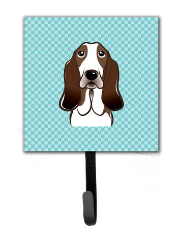 Checkerboard Blue Basset Hound Leash & Key Holder