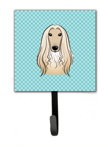 Checkerboard Blue Afghan Hound Leash & Key Holder
