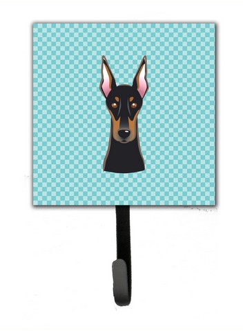 Checkerboard Blue Doberman Leash & Key Holder