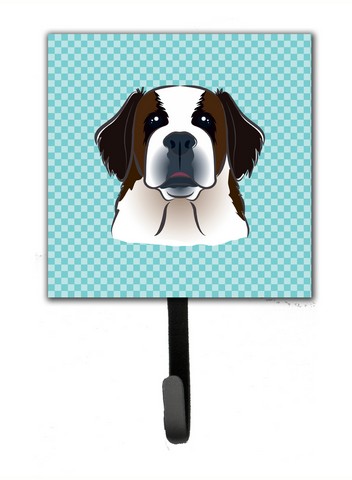 Checkerboard Blue Saint Bernard Leash & Key Holder