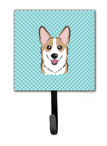 Checkerboard Blue Corgi Leash & Key Holder