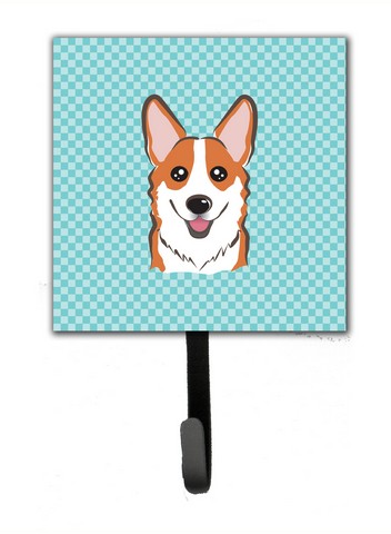 Checkerboard Blue Corgi Leash & Key Holder