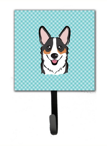 Checkerboard Blue Corgi Leash & Key Holder