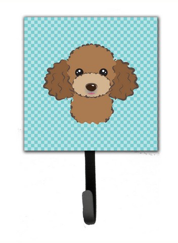 Checkerboard Blue Chocolate Brown Poodle Leash & Key Holder