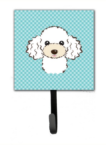 Checkerboard Blue White Poodle Leash & Key Holder
