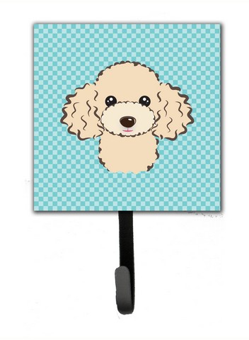 Checkerboard Blue Buff Poodle Leash & Key Holder