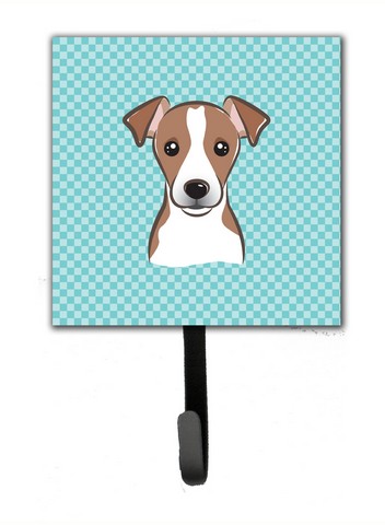 Checkerboard Blue Jack Russell Terrier Leash and Key Holder