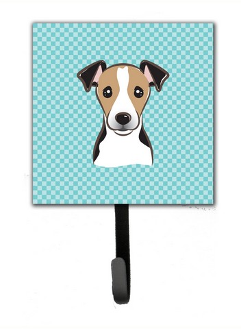 Checkerboard Blue Jack Russell Terrier Leash & Key Holder