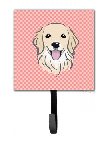 Checkerboard Pink Golden Retriever Leash & Key Holder