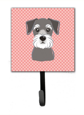 Checkerboard Pink Schnauzer Leash & Key Holder