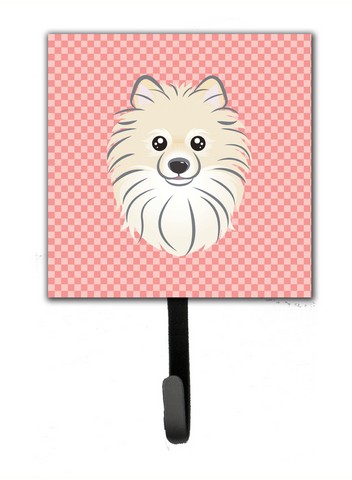 Checkerboard Pink Pomeranian Leash & Key Holder