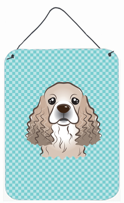 Checkerboard Blue Cocker Spaniel Wall and Door Hanging Prints
