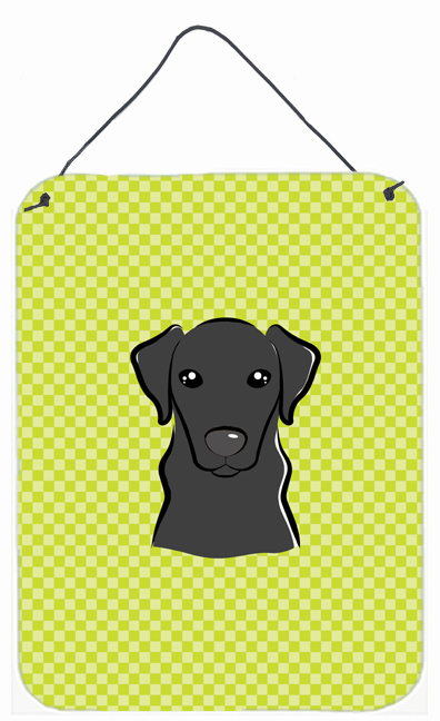 Checkerboard Lime Green Black Labrador Wall and Door Hanging Prints - 12 L x 0.02 W x 16 H in.