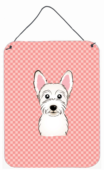 BB1226DS1216 Checkerboard Pink Westie Wall and Door Hanging Prints