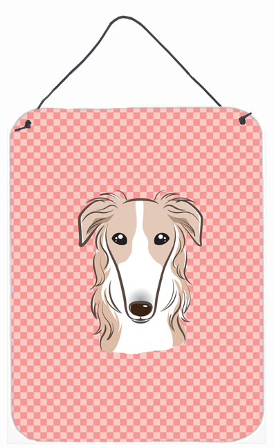 Checkerboard Pink Borzoi Wall and Door Hanging Prints