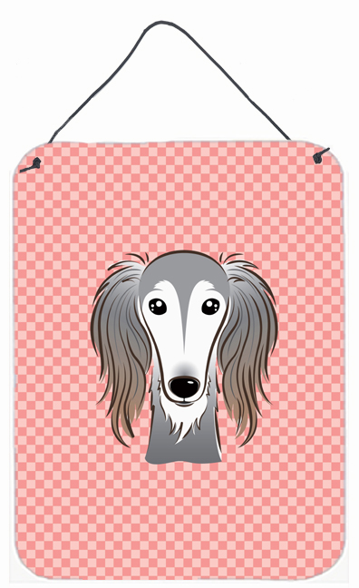 Checkerboard Pink Saluki Wall and Door Hanging Prints
