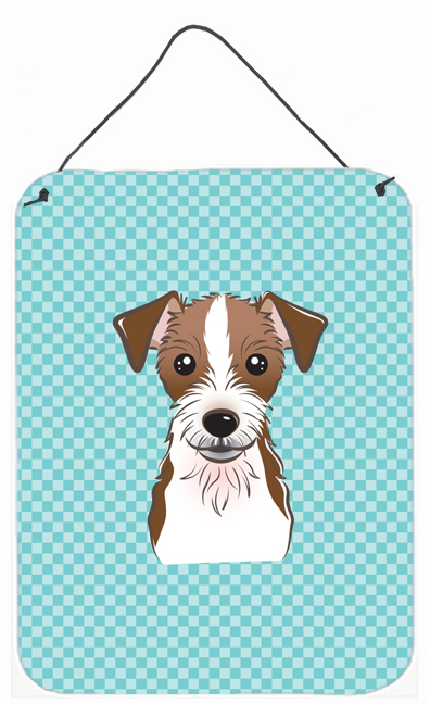 Checkerboard Blue Jack Russell Terrier Wall and Door Hanging Prints