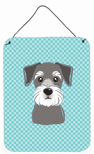 Checkerboard Blue Schnauzer Wall and Door Hanging Prints