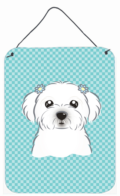 Checkerboard Blue Maltese Wall and Door Hanging Prints