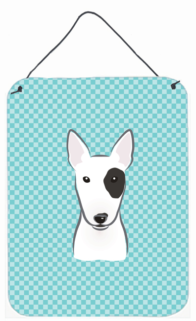 Checkerboard Blue Bull Terrier Wall and Door Hanging Prints